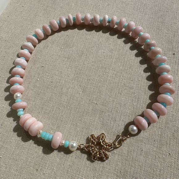 izziedora Jewelry - Sarang Star Peruvian Opal and Pearl Necklace